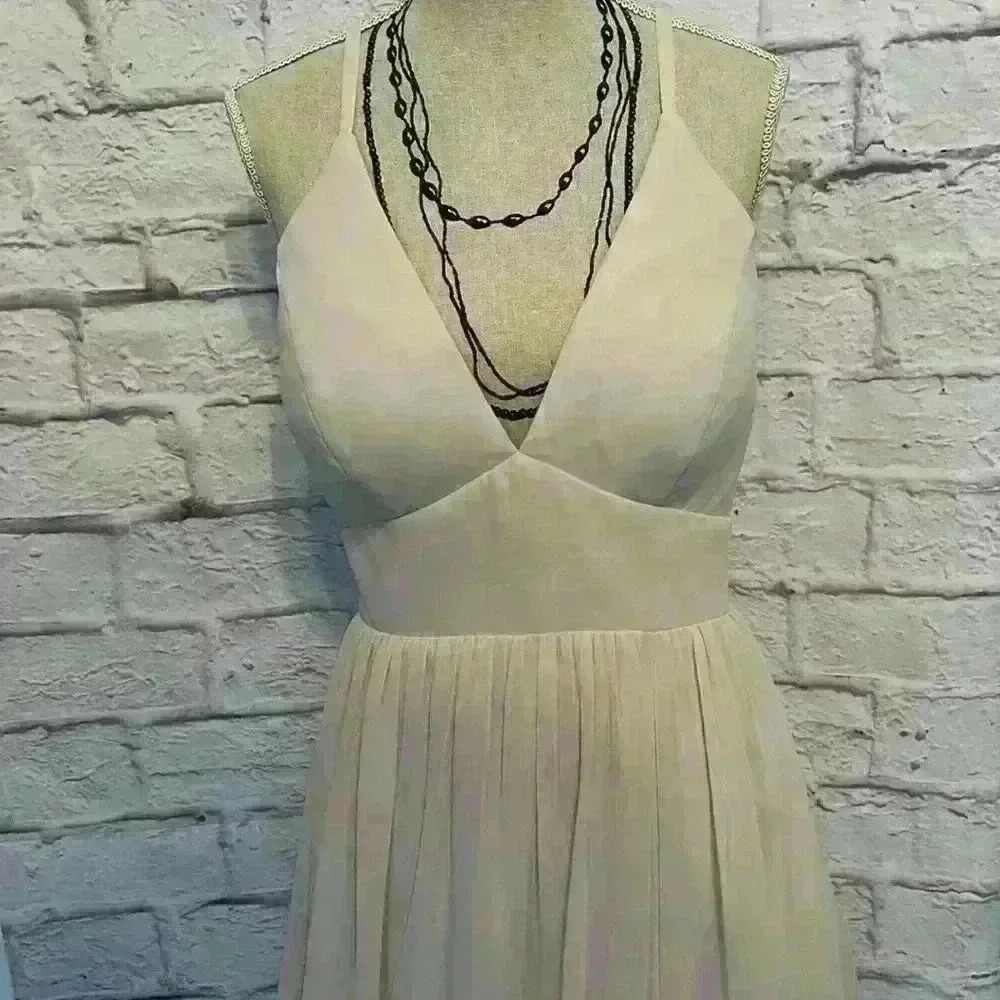 Azazie Aaida A-line Bow Chiffon Floor Length Dress Rose Petal Size A2 - Picture 2 of 9